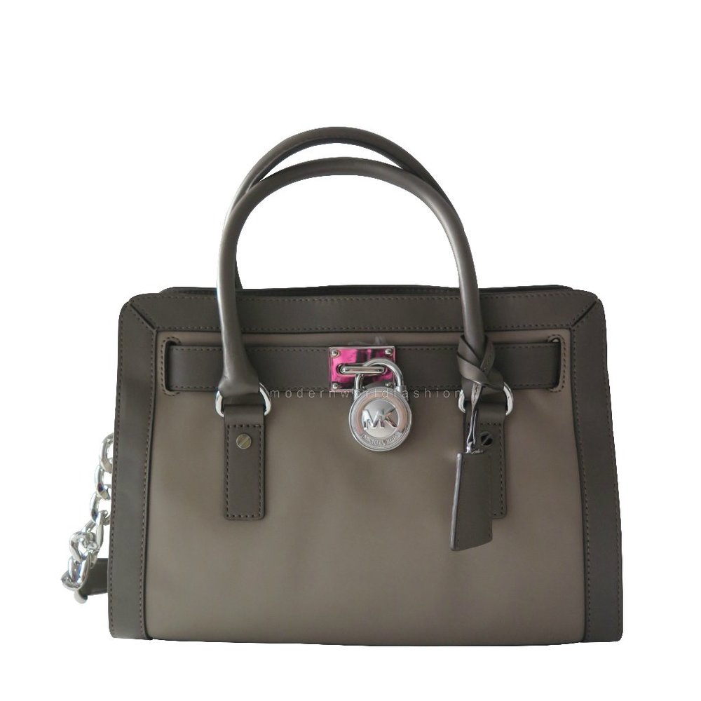 Michael Kors Hamilton Leather Satchel Dark Taupe